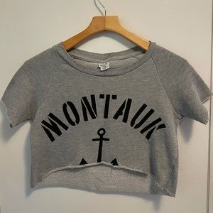 Word of Mouth “Montauk” Grey Crop Top